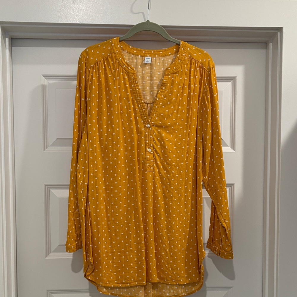 Old Navy Mustard Polka Dot Blouse